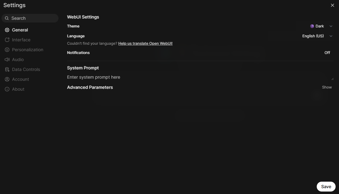 Personal settings